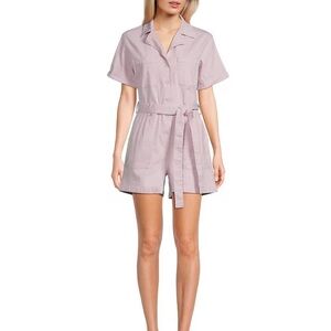 Skies are blue belted romper in red